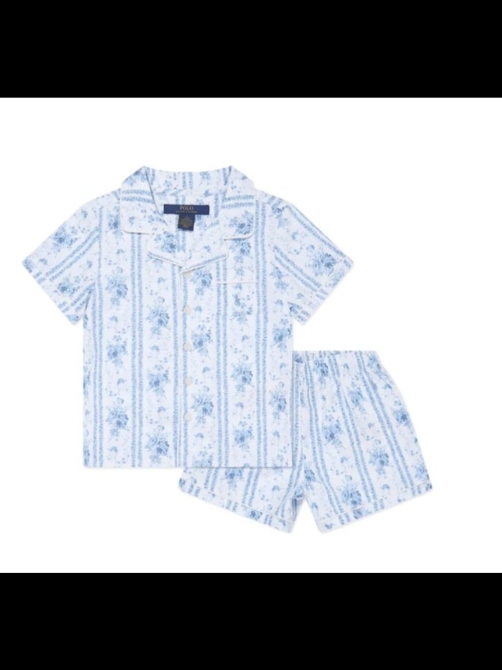Ralph Lauren Light Blue Floral Stripe Short Pajama Set